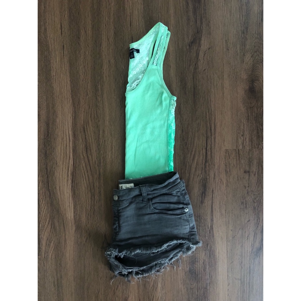 Brandy Melville size 24 grey cut off shorts fringe